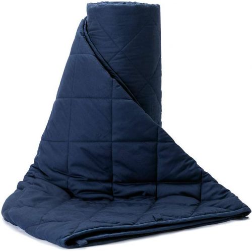  [아마존핫딜][아마존 핫딜] BUZIO Weighted Blanket 7 lbs (for 70-90 lbs Kids), Heavy Blanket with Oeko-TEX Standard Cool Cotton and Premium Glass Beads (41 x 60 Inches, Navy Blue)
