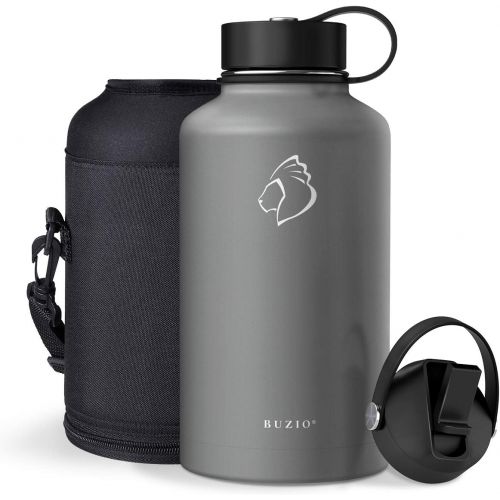  [아마존 핫딜] BUZIO Stainless Steel Water Bottle (Cold for 48 Hrs, Hot for 24 Hrs), 40 oz or 64 oz Vacuum Insulated Bottle with Straw Lid and Flex Cap (Double Wall, Wide Mouth, BPA Free, Leak Pr