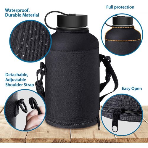  [아마존 핫딜] BUZIO Stainless Steel Water Bottle (Cold for 48 Hrs, Hot for 24 Hrs), 40 oz or 64 oz Vacuum Insulated Bottle with Straw Lid and Flex Cap (Double Wall, Wide Mouth, BPA Free, Leak Pr