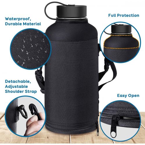  BUZIO Insulated Water Bottle with Straw Lid and Flex Cap, 32oz, 40oz, 64oz, 87oz 128oz Modern Double Vacuum Stainless Steel Water Flask, Cold for 48 Hrs Hot for 24 Hrs Simple Therm