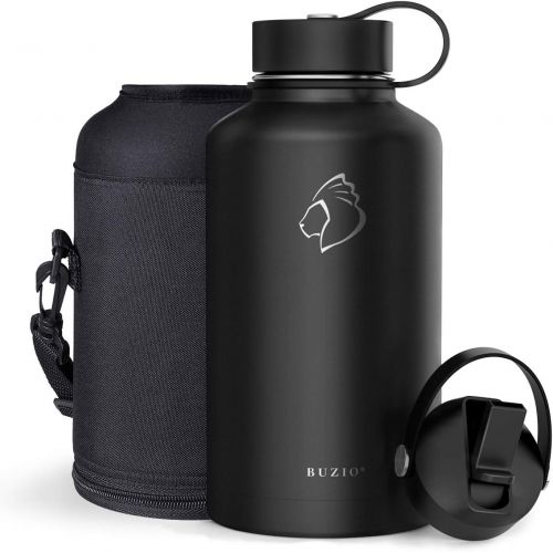  BUZIO Insulated Water Bottle with Straw Lid and Flex Cap, 32oz, 40oz, 64oz, 87oz Modern Double Vacuum Stainless Steel Water Flask, Cold for 48 Hrs Hot for 24 Hrs Simple Thermo Cant