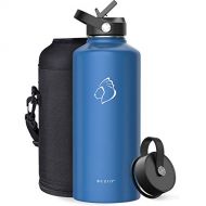 BUZIO Insulated Water Bottle with Straw Lid and Flex Cap, 32oz, 40oz, 64oz, 87oz Modern Double Vacuum Stainless Steel Water Flask, Cold for 48 Hrs Hot for 24 Hrs Simple Thermo Cant