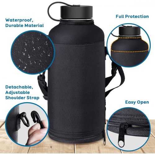  BUZIO Insulated Water Bottle with Straw Lid and Flex Cap, 32oz, 40oz, 64oz, 87oz Modern Double Vacuum Stainless Steel Water Flask, Cold for 48 Hrs Hot for 24 Hrs Simple Thermo Cant