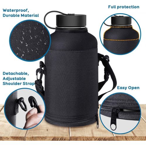  BUZIO Vacuum Insulated Stainless Steel Water Bottle 64oz with 40oz Insulted Three Caps Water Bottle, Batman BPA Free Double Wall Travel Mug/Flask for Outdoor Sports Hiking, Cycling