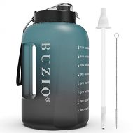 BUZIO 1 Gallon Water Bottle with Straw Lid, 128oz Motivational Water Jug, Big Sports Gym Drinking Bottle Canteen, Leakproof BPA Free Flask, Enough Drinking Sports Water Jug, Indigo