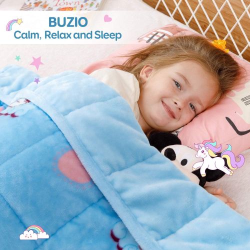  [아마존베스트]BUZIO Kids Weighted Blanket 3lbs, Unicorn Fleece Blanket for Kids with 4 Color Options, Ultra Soft and Cozy Kids Blanket, Great for Calming and Sleep 36x 48inch,Light Blue