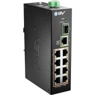 BV-Tech 8 Port PoE Switch with 1 Gigabit Uplink and Industrial DIN Rail - Power Over Ethernet Network Switch for IP Cameras, VoIP Phones, Wireless APs - IEEE802.3af/at, Wide Temperature Range