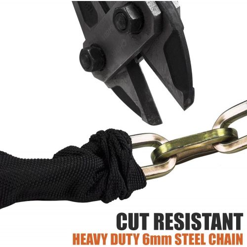  [아마존베스트]BV Bike Chain Lock with Two Keys - 43 Long with 6 mm 4-Sided Steel Chain Links - Heavy Duty Anti-Theft Cut Resistant Bicycle Locks