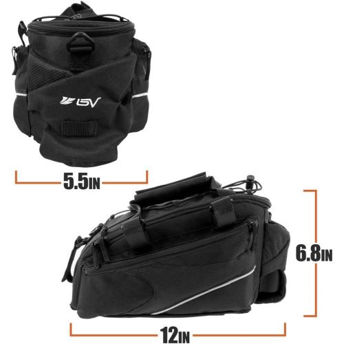  BV Bike Commuter Carrier Trunk Bag with Velcro Pump Attachment, Small Water Bottle Pocket & Shoulder Strap