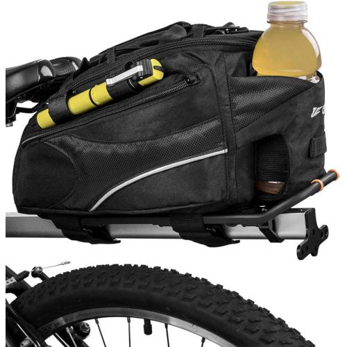  BV Bike Commuter Carrier Trunk Bag with Velcro Pump Attachment, Small Water Bottle Pocket & Shoulder Strap