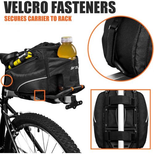  BV Bike Commuter Carrier Trunk Bag with Velcro Pump Attachment, Small Water Bottle Pocket & Shoulder Strap