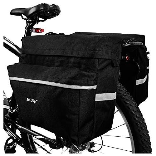  BV Bike Bag Bicycle Panniers with Adjustable Hooks, Carrying Handle, Reflective Trim and Large Pockets