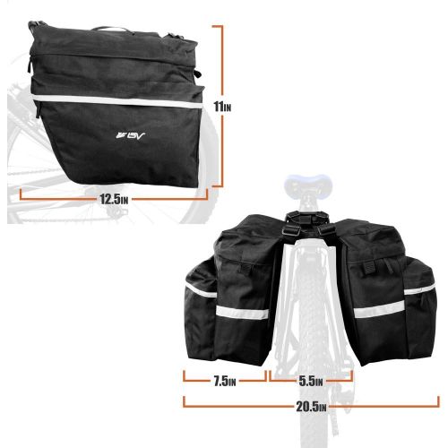  BV Bike Bag Bicycle Panniers with Adjustable Hooks, Carrying Handle, Reflective Trim and Large Pockets