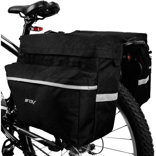  BV Bike Bag Bicycle Panniers with Adjustable Hooks, Carrying Handle, Reflective Trim and Large Pockets