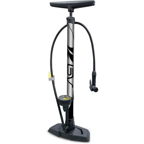  BV Bicycle Ergonomic Bike Floor Pump with Gauge, Air Ball Pump Inflator, 160 PSI, Fits Presta and Schrader- Twin Valve Head