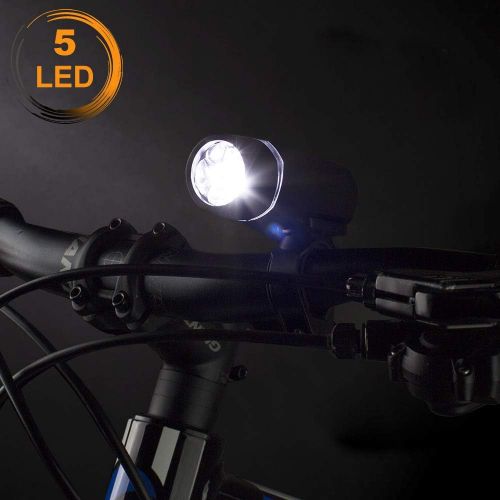  BV USA BV Bicycle Light Set Super Bright 5 LED Headlight, 3 LED Taillight, Quick-Release