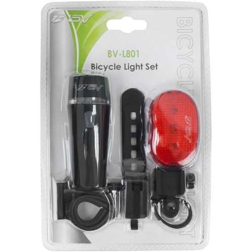  BV USA BV Bicycle Light Set Super Bright 5 LED Headlight, 3 LED Taillight, Quick-Release