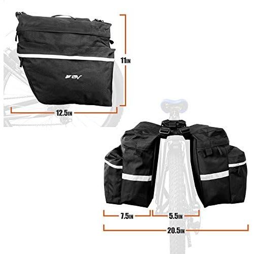  BV Bike Bag Bicycle Panniers with Adjustable Hooks, Carrying Handle, Reflective Trim and Large Pockets