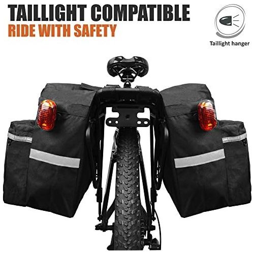  BV Bike Bag Bicycle Panniers with Adjustable Hooks, Carrying Handle, Reflective Trim and Large Pockets