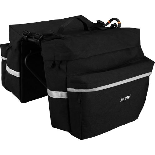  BV Bike Bag Bicycle Panniers with Adjustable Hooks, Carrying Handle, Reflective Trim and Large Pockets
