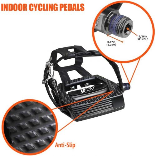  [아마존베스트]BV Bike Shimano SPD Compatible 9/16 Pedals with Toe Clips (SPD Cleats included) - Spin/Indoor/Exercise/Peloton Bicycle Pedals