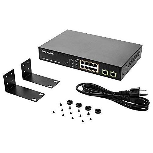  BV-Tech 8 Gigabit PoE+ Ports with 2 Enthernet Uplink, 130W, 802.3af/at POE-SW802G