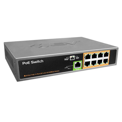  BV-Tech 9 Port PoE+ Switch (8 PoE+ Ports | 1 Uplink Port)  120W  802.3af/at