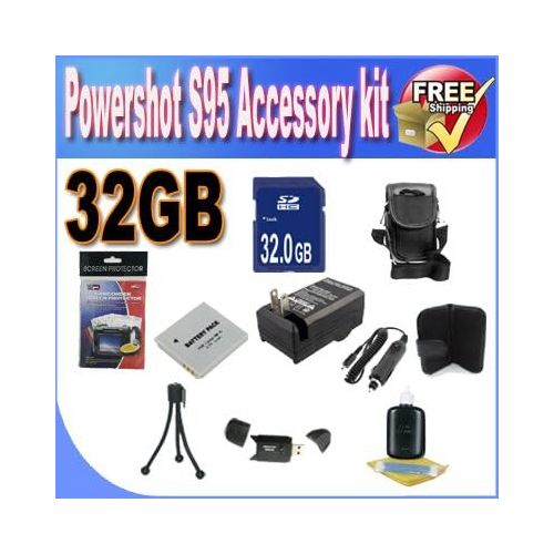  BVI PowerShot S95 Accessory Saver Bundle (32GB SDHC Memory + Extended Life Battery + USB Card Reader + Deluxe Camera Case + Accessory Saver Bundle).