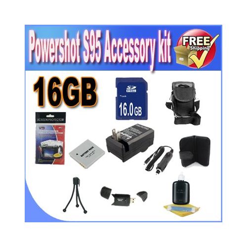  BVI PowerShot S95 Accessory Saver Bundle (16GB Memory Card + Extended Life Battery + USB Card Reader + Deluxe Camera Case + Accessory Saver Bundle)!