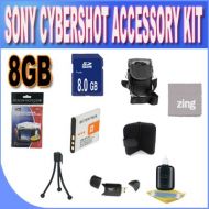 BVI Sony Cyber-Shot DSC-W510/W530/560/570 8GB Accessory Kit (8GB SDHC Card+ Extended Life Battery + Accessory Kit)