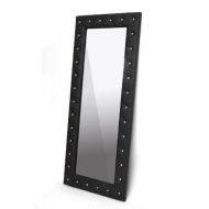 BW Interiors Contemporary Crystal Tufted Floor Mirror in Black Trim