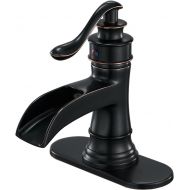 [아마존 핫딜]  [아마존핫딜]BWE Waterfall Spout Single Handle lever Bathroom Sink Faucet Deck Mount ORB Oil Rubbed Bronze Commercial