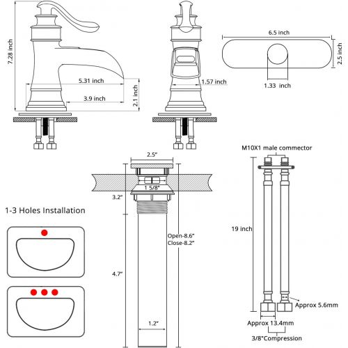  [아마존 핫딜]  [아마존핫딜]BWE Waterfall Spout Single Handle lever Bathroom Sink Faucet Deck Mount ORB Oil Rubbed Bronze Commercial