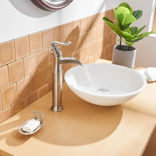  [아마존 핫딜]  [아마존핫딜]BWE Brushed Nickel Waterfall Commercial Bathroom Faucet Single Handle One Hole Vessel Sink Faucets