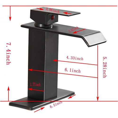  [아마존 핫딜]  [아마존핫딜]BWE Waterfall Spout Single Handle One Hole Bathroom Sink Faucet Oil Rubbed Bronze Deck Mount Lavatory