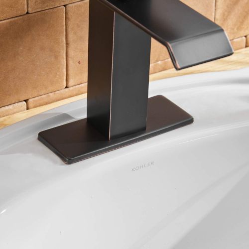  [아마존 핫딜]  [아마존핫딜]BWE Waterfall Spout Single Handle One Hole Bathroom Sink Faucet Oil Rubbed Bronze Deck Mount Lavatory