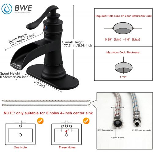  BWE Waterfall Bathroom Faucet Single-Handle One Hole Sink Faucet Deck Mount Oil Rubbed Bronze Vanity Faucets