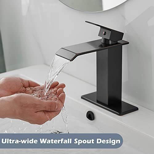  BWE Waterfall Spout Single Handle One Hole Bathroom Sink Faucet Oil Rubbed Bronze Deck Mount Lavatory