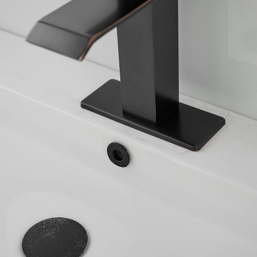  BWE Waterfall Spout Single Handle One Hole Bathroom Sink Faucet Oil Rubbed Bronze Deck Mount Lavatory