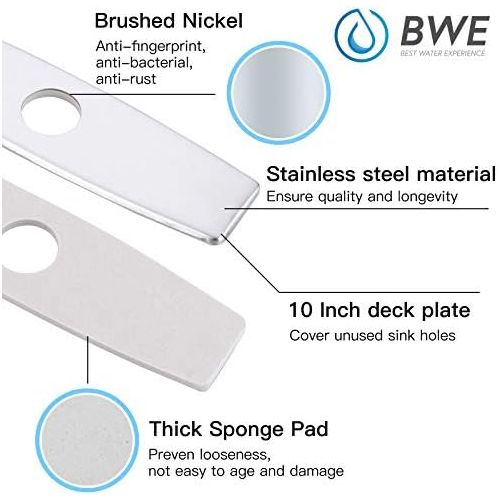  BWE 10 Commercial Kitchen Sink Faucet Hole Cover Deck Plate Escutcheon Brushed Nickel