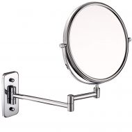 BYCDD 5X Magnifying Two Sided Vanity Makeup Mirror, Cosmetic Mirror Wall Mounted, Bathroom Shaving Mirror,Silver_8 inch