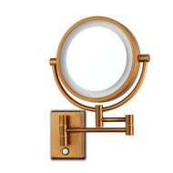 BYCDD LED Makeup Mirror with Lights and Magnification, Wall Mounted Vanity Mirror Adjustable Bathroom Beauty Mirror,Rose Gold_8 inch