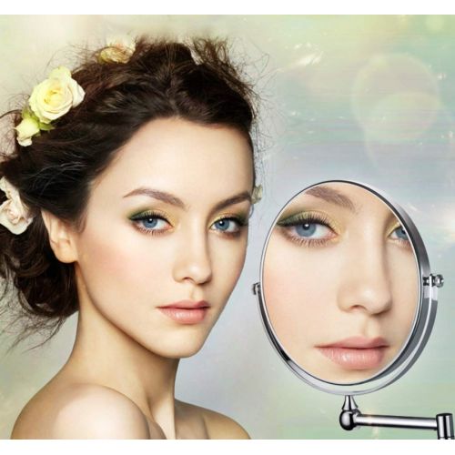  BYCDD Cosmetic Mirror with Light and Magnification, Bathroom Vanity Mirrors for Wall Mounted, for Beauty Cosmetic Applying,Gold_10X Magnification