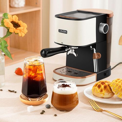  BYCDD Automatic Espresso Coffee Machine, Coffee Maker, Burr Grinder, with Milk Frother for Cafe Americano, Latte and Cappuccino Drinks,Black White