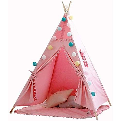  BYCDD Camping Kids Tent, Canvas Tent for Girls, Childrens Outdoor Games Tent, There is A Window for Indoor and Outdoor Instant Setup,Pink