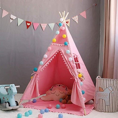  BYCDD Camping Kids Tent, Canvas Tent for Girls, Childrens Outdoor Games Tent, There is A Window for Indoor and Outdoor Instant Setup,Pink