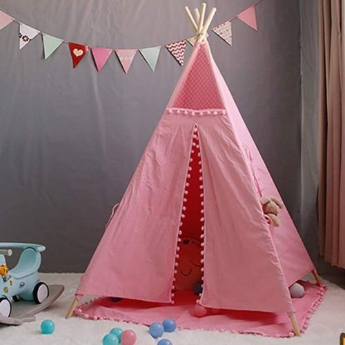  BYCDD Camping Kids Tent, Canvas Tent for Girls, Childrens Outdoor Games Tent, There is A Window for Indoor and Outdoor Instant Setup,Pink