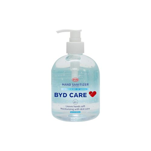  BYD Care Hand Sanitizer with Pump 500ml (16.9 oz) Value Pack, Box of 4, 72% Ethyl Alcohol, Rinse Free Refreshing Gel (1 box)