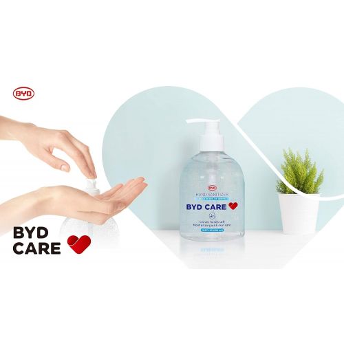  BYD Care Hand Sanitizer with Pump 500ml (16.9 oz) Value Pack, Box of 4, 72% Ethyl Alcohol, Rinse Free Refreshing Gel (1 box)