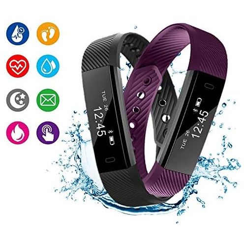  BYECHOW Fitness-Armband-Aktivitats-Tracker,Schlaf-Monitor,IP67 wasserdichtes Smart Fitness-Band-Schrittzahler, Kalorienzahler,Schrittzahler-Uhr-Schlankes Smart-Armband fuer Kinder,F